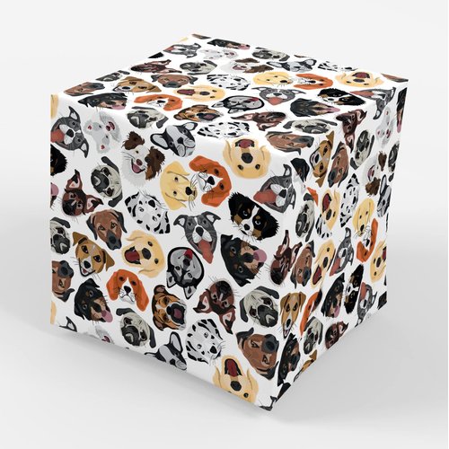 Stesha Party Dog Wrapping Paper - Puppy Gift Wrap - Folded Flat 30 x 20 Inch (3 Sheets)