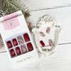 Square Christmas Press on Nails Medium length Acrylic Fake Nails with Nail Glue Matte Artificial False Nails Snowflake Sled Stripe Design Stick on Nails for Women Girls Manicure Decorations 24Pcs（Red）