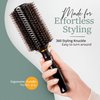 Belula Boar Bristle Round Brush for Blow Drying Set. Round Hair Brush With Small 2" Wooden Barrel. Hairbrush Ideal to Add Volume and Body. Free 3 x Hair Clips & Travel Bag.