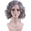 MAGQOO Old Lady Wig Granny Wig Short Curly Grandma Wig Old Women Costume Wig 100th Day of School Halloween Cosplay Costume Wig with Accessories