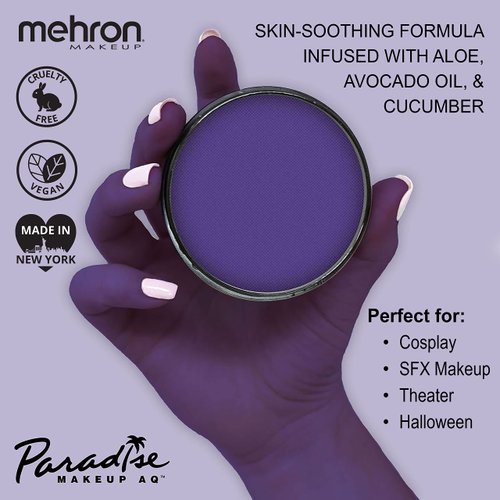 Mehron Makeup Paradise Makeup AQ Pro Size | Stage & Screen, Face & Body Painting, Special FX, Beauty, Cosplay, and Halloween | Water Activated Face Paint & Body Paint 1.4 oz (40 g) (Violet)