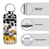 ENLACHIC Cute Print Chapstick Keychain Holder Lip Balm Holder Sleeve Pouch Lipstick Holder Keychains for Women Girls,Cow Sunflower