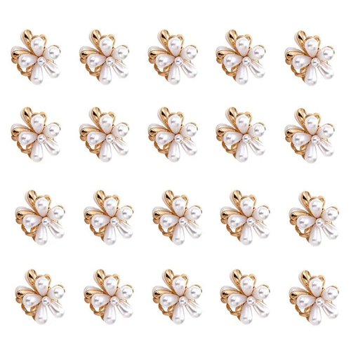 20 Pcs Small Pearl Hair Claw Clips for Women Girl, Mini Pearl Flower Claw Clips Design, Sweet Daisy Artificial Bangs Clips Decorative Hair Accessories