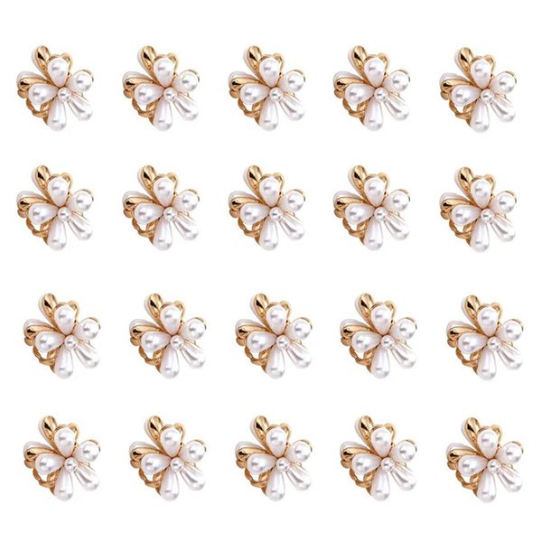 20 Pcs Small Pearl Hair Claw Clips for Women Girl, Mini Pearl Flower Claw Clips Design, Sweet Daisy Artificial Bangs Clips Decorative Hair Accessories