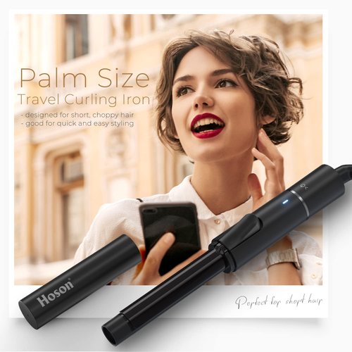 Ceramic 3/4 Inch Mini Curling Iron for Short Hair, Small Hair Curler Iron for Travel, Dual Voltage Curling Wand for Worldwide Trip(Light Pink)