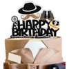 Secret Agent Spy Cake Toppers Detective Birthday Decoration with Secret Agent Fingerprint Footprint Telescope for Secret Agent Spy Detective Themed Birthday Party