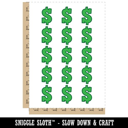Dollar Sign Money Symbol Outline Temporary Tattoo Water Resistant Fake Body Art Set Collection - 15 2" Tattoos (1 Sheet)