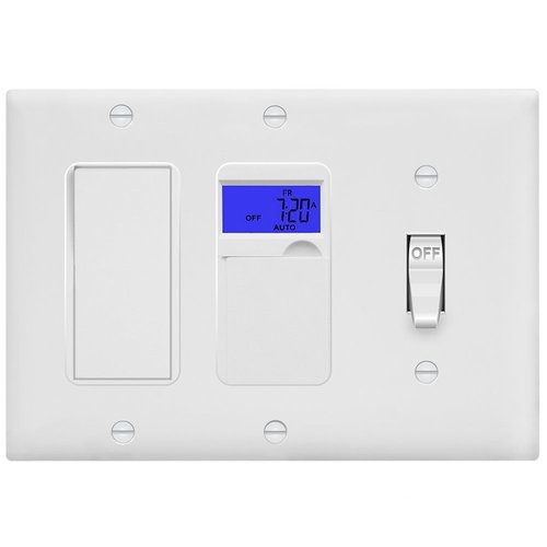 ENERLITES Combination Single Toggle/Double Decorator Rocker Outlet Wall Plate, Standard Size 3-Gang Light Switch Cover (4.5" x 6.38"), Polycarbonate Thermoplastic, UL Listed, 881132-W, White