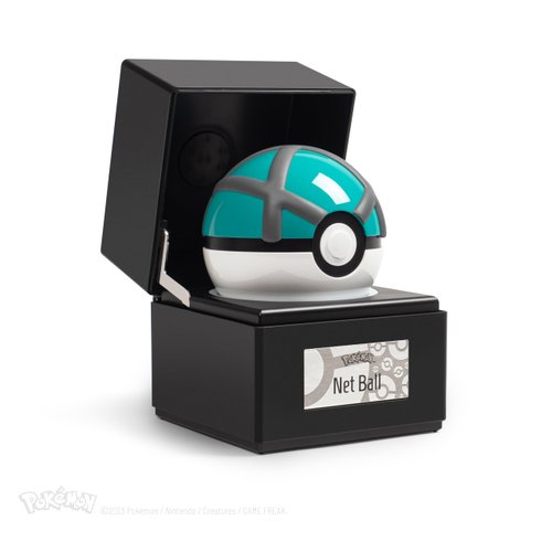 Pokémon Poké Ball Authentic Replicas - Realistic, Electronic, Die-Cast Poké Ball with Display Case Light Features - by The Wand Company (Net Ball)