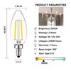 SHUWDKAR 12V Candelabra LED Light Bulb Low Voltage 25 watt Equivalent, 12V LED Bulb E12 3000K 24volt Candelabra Light Bulbs for RV, 6 Pack