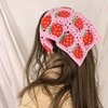 Molans 2Pcs Crochet Hair Scarf, Knitted Floral Bandanas Kerchief Headscarf, Daisy Print Headwrap, Vintage Hair Scarf for Women Girls(Pink Strawberry+Beige Mushroom)