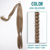 EMMOR Long Braided Ponytail Extension with Hair Straight Wrap Around Ponytail Hair Extensions with Hair Tie Soft healthy Synthetic Hair Piece for Women girls Daily(33 inch Ash Blonde）