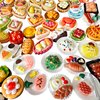 Anrher 100pcs Mini Delicious Food Dishes DIY Dollhouse Pretend Kitchen Play Cooking Game Resin Flatback Decoration Sets