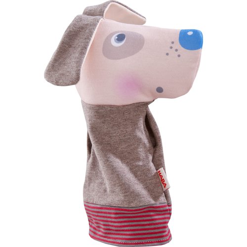 HABA Dog Hand Puppet with Interactive Grabbing Feature Where Puppeteer's Fingers Become Arms of The Animal