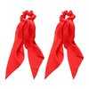 Anikoocory Red Bow Hair Scarf Scrunchies Hair Ties Soft Satin Ponytail Holder for Girls and Women, 2pcs