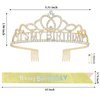 CAVETEE Birthday Crowns for Women Its My Birthday Sash and Crown for Women Birthday Crown Adult Woman Set Birthday Decorations for Party Birthday Gifts (Gold)