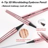 3D Eyebrow Pencil, 4 Tip Microblading Eyebrow Pencil, 24 Hours Smudge Proof Brow Pen, Brow Pen Makeup Natural Fine Stroke, Waterproof Eyebrow Pencil for Women (Light Brown) -1 Pack