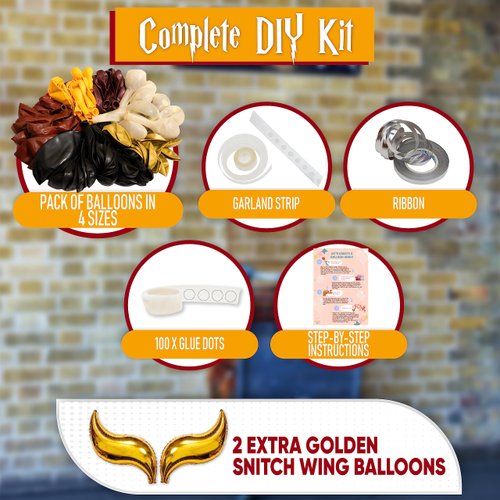 ALL-IN-1 Magical wizard Balloons Garland Arch Kit with BONUS Snitch – Magical wizard Birthday Party Decorations & Supplies for Baby Shower, Chosen One, Wizard Burgundy Black Hogwarts Balloons