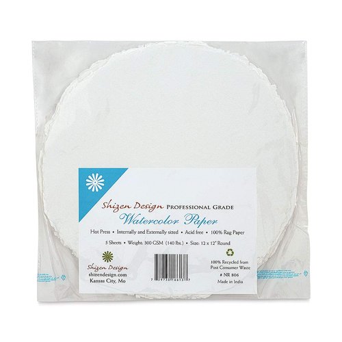 Shizen Design Watercolor Paper Packs- Round Sheets Smooth 12" (5 Sheet Pack)