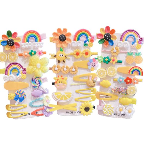 42 PCS Candy-colored Baby Hair Clips Rainbow Flower Fruit Dessert Patterns Barrettes Cute Toddler Hairpin Hair Accessories for Girls Women Teenager (style 2)