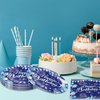 Blue Birthday Decorations for Men Boys Birthday Party Tableware Set Birthday Paper Plates Napkins Navy Blue and Silver Happy Birthday Party Decorations for 13th 16th 18th 21st 30th 40th 50th 60th Him