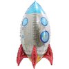 4D Big 28'' Selfstand Spacecraft Rocket Balloons Galaxy Themed Birthday Party Decor Kids Party Supplies, 4 Pack UFO Spaceman Astronaut Party Decorations Universe Planet Outer Space Mylar Foil Balloons