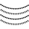 K1tpde 4PCS Gothic Black Heart Skull Garland Banner Kits Black Felt Heart Garland Banner for Valentines Black Felt Skull Garland Banner for Gothic Birthday Party Decorations Halloween Home Decor
