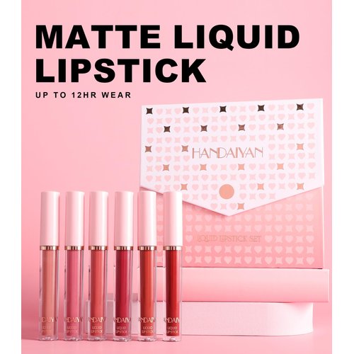 Easilydays Dark Red Purple Matte Liquid Lipstick Set, 6 Colors Waterproof Long Lasting 24Hr Non-Stick Cup Nude Lipstick High Pigmented Moisturizing Lip Gloss Lip Glaze Gift Set for Women (Set A)