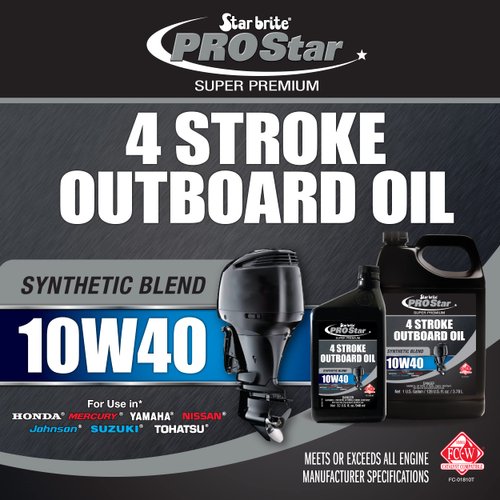 STAR BRITE Super Premium 4 Stroke Marine Oil - 10W-40 Synthetic Blend Engine Oil for Outboards, Gasoline Inboards & Stern Drives - NMMA FC-W Certified, 32 OZ (028232)
