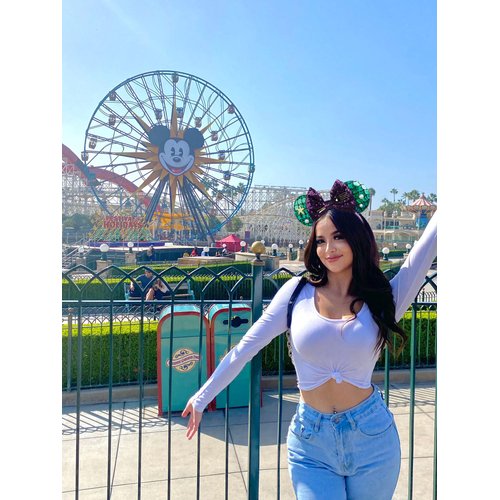 WOVOWOVO Mouse Ears Headbands for Women Girls Sparkle Purple Bow Hairbands Christmas New Year Cosplay Costume Princess Party Decorations