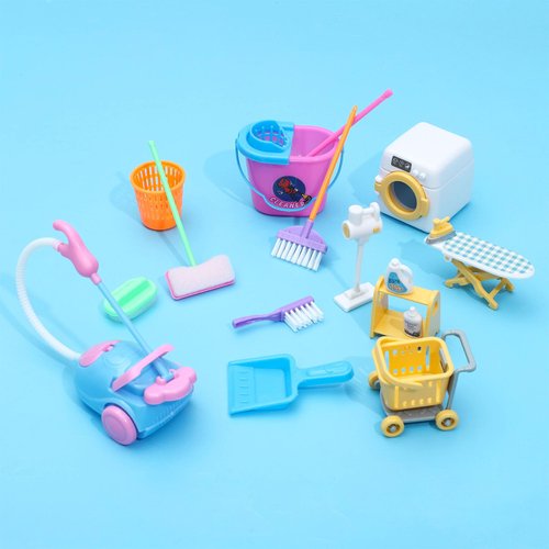 SOTOGO 22 Pieces Doll Housework Cleaning Supplies Miniature Mini Dollhouse Accessories Dollhouse Furniture Decoration Accessories for Dolls Pretend Play