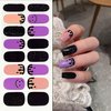 Halloween Cute Ghost Gel Nail Strips Halloween Nail Stickers Full Nail Wraps Pumpkins Cat Ghost Spider Nail Polish Strips Glitter Design Gel Nails Decals with 2 Piece Nail Files for Party Decor 6Pcs
