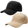 2pcs Baseball Cap for Men Women Adjustable Size for Outdoor Activities Black/Khaki