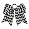 NEW "CHEVRON Black" Cheer Bow Pony Tail 7 Inch Girls Hair Bows Cheerleading Practice Football Games School Uniform Dance Hairbow Grosgrain Ribbon