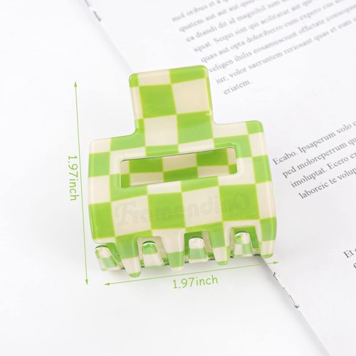 Framendino, 4 Pack Checkered Hair Claw Clips 2" Square Checker Barrettes Medium Cute Hair Jaw Clips Hair Accessories for Women