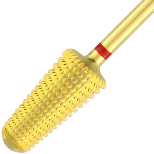 Upgraded PANA Volcano Nail Carbide Bit - Two Way Rotate use for Both Left and Right Handed use - Fastest remove Acrylic or Gel – For Manicure Drill Machine - 3/32" (Fine - F, GOLD)