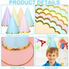 Fairooth 24 Pcs Pastel Birthday Party Hats Colorful Cone Birthday Hats Rainbow Cone Paper Hats with Elastic String for Birthday Baby Shower Bridal Wedding Party Supplies