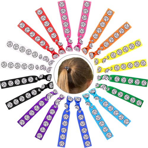20 Pieces Volleyball Hair Ties Elastic Ribbon Girls Volleyball Sport Hair Accessories Ponytail Holders No Crease Hair Bands for Player Team Girl Woman Gift