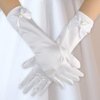 Yolyoo Girls Princess Gloves,Girl White Long Satin Princess Dress Up Diamonds Bows Gloves for Birthday,Wedding, Costume Party (White)