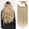 Tinashe Wire Hair Extensions Real Human Hair Straight Hair Extensions 18inch 90g Light Blonde Highlighted Golden Blonde Invisible Wire Fish Line Hair Extensions Straight Human Hair Extensions