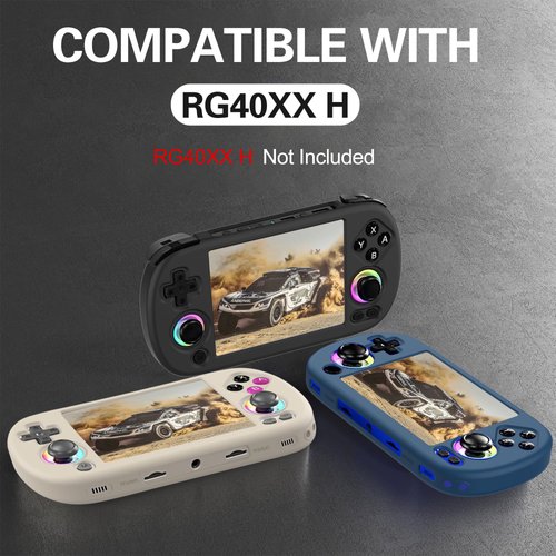Silicone Case Compatible with Anbernic RG40XX H, Anti-Scratch, Washable, Shockproof Protective Cover for RG40XX H Handheld Game Console with Lanyard - Black