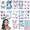 15 Sheets Glitter Butterfly Temporary Tattoos Butterfly Face Gems Butterfly Temporary Tattoos Sticker with Butterfly Conch Rhinestone Face Gem for Birthday Party Favors Makeup Decor