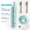 Lumineux Rechargeable Electric Toothbrush for Adults in Crystalline Blue - Includes 2 Super Soft Bristle Tooth Brush Heads Made with Bamboo, Induction Charging Station & USB Charge Cord (Starter Pack)