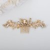 Teyglen Bride Crystal Wedding Hair Comb Champagne Rhinestone Bridal Side Comb Wedding Hair Accessories Teardrop Crystal Hair Piece Headpiece for Women Bride Girls (Champagne)