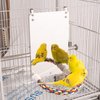 BWOGUE 7 Inch Bird Mirror with Rope Perch Cockatiel Mirror for Cage Bird Toys Swing Parrot Cage Toys for Parakeet Cockatoo Cockatiel Conure Lovebirds Finch Canaries