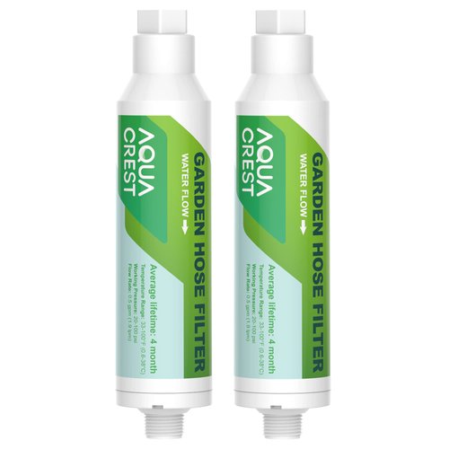 AQUACREST Garden Hose Water Filter for Plants, Greatly Reduces Chlorine, Odor, Improve Plants Health, Ideal for Organic Gardening, Farming and Pets, Pack of 2