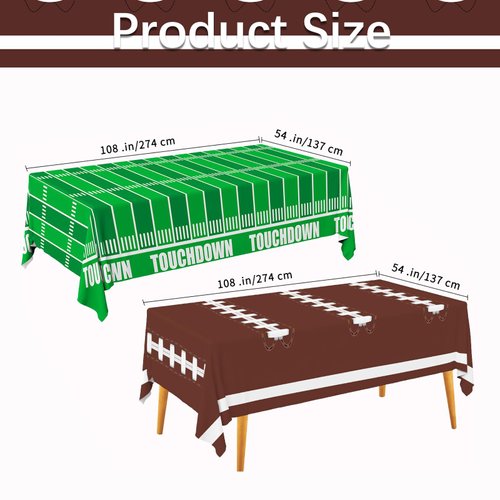 TATAUP Football Party Decorations Disposable Tablecloth Plastic Touchdown Table Cover for Birthday Party & Football-Themed Favors, Stadium Rugby Game Day Decorations 54 X 108Inch, 4 Pack