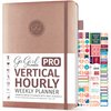 GoGirl Planner PRO Schedule - Undated Planner with Hourly Time Slots, Monthly, Weekly & Daily Organizer, Appointment Book for time Management, 7"x10" Hardcover, Lasts 1 Year - Rose Gold