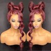 Estelle Wig 13x6 Burgundy Silk Straight Human Hair Wigs Glueless Lace Front Hair 150% Density Pre Plucked Hair for Black Women (14inch, 13x6 lace front wig)