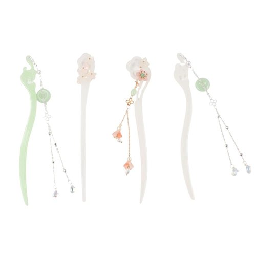 4 Pcs Acetate Hair Sticks Simple Vintage Tassel Hair Sticks Handmade Chinese Style Hair Chopsticks Flower Hairpins Hair Accessories for Women Girls